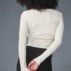 Camiseta de manga larga con fruncidos - Marfil