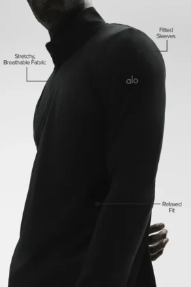 Camiseta de manga larga Conquer 1/4 Zip Reform – Negro