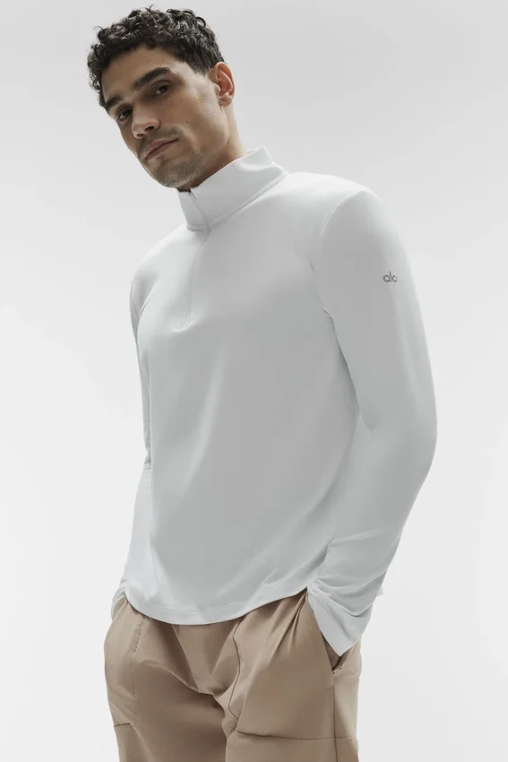 Camiseta de manga larga Conquer Reform con cremallera de 1/4 - Blanco