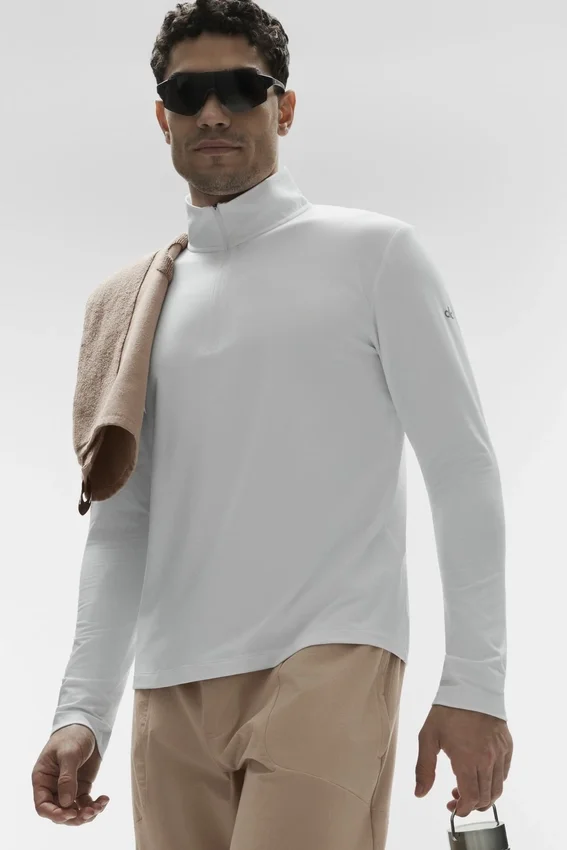 Camiseta de manga larga Conquer Reform con cremallera de 1/4 - Blanco