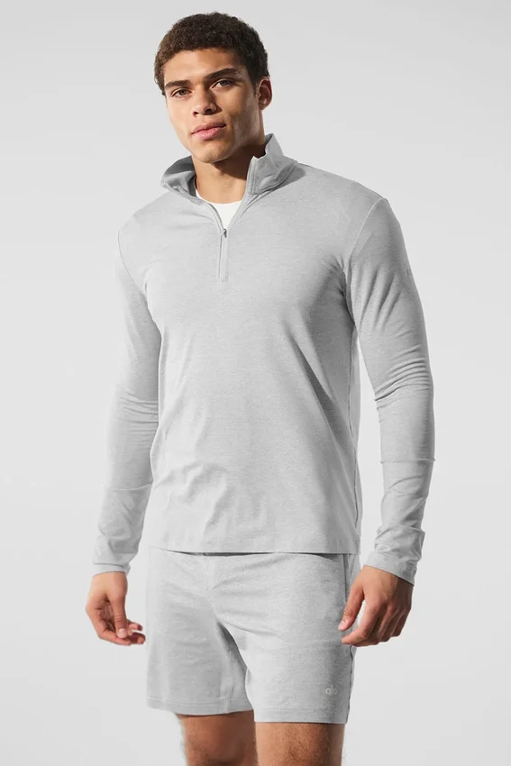 Camiseta de manga larga Conquer Reform con cremallera de 1/4 - Gris jaspeado deportivo