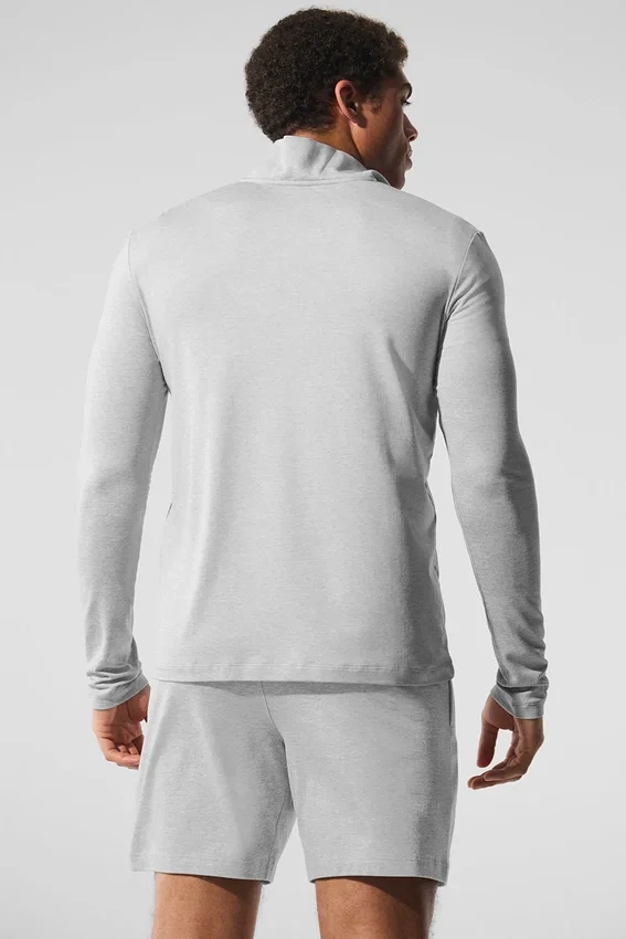 Camiseta de manga larga Conquer Reform con cremallera de 1/4 - Gris jaspeado deportivo