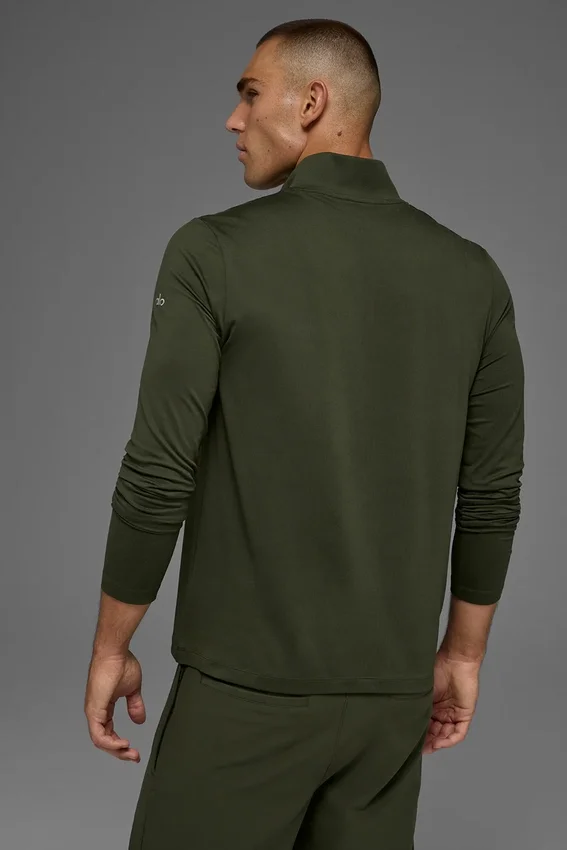 Camiseta de manga larga Conquer Reform con cremallera de 1/4 - Verde oliva