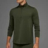 Camiseta de manga larga Conquer Reform con cremallera de 1/4 - Verde oliva