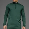 Camiseta de manga larga Conquer Reform con cremallera de 1/4 - Verde trébol