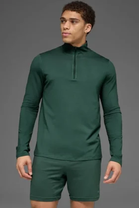 Camiseta de manga larga Conquer Reform con cremallera de 1/4 - Verde trébol