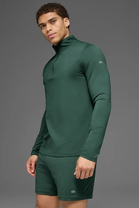 Camiseta de manga larga Conquer Reform con cremallera de 1/4 - Verde trébol