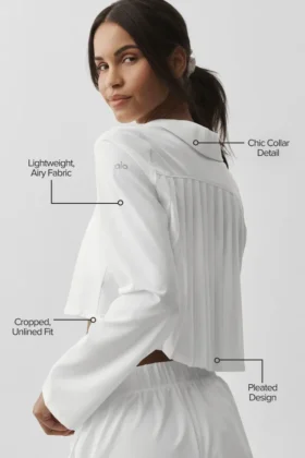 Camiseta de manga larga corta sin par – Blanca