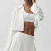 Camiseta de manga larga corta sin par - Blanca