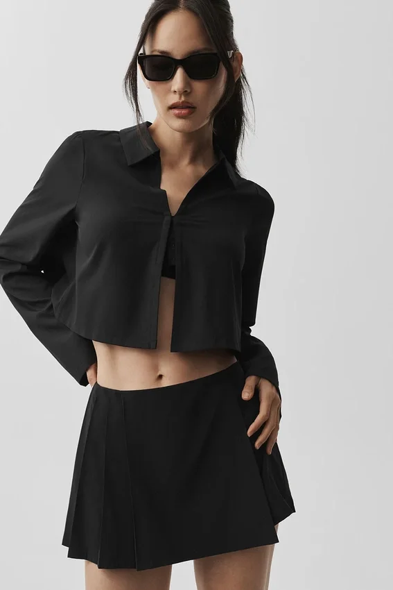 Camiseta de manga larga corta «Unmatched» — Negro