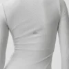 Camiseta de manga larga de modal acanalado - Blanco