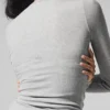 Camiseta de manga larga de modal acanalado - Gris jaspeado deportivo