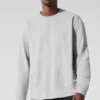 Camiseta de manga larga Double Take con cuello redondo - Gris jaspeado deportivo