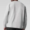 Camiseta de manga larga Double Take con cuello redondo - Gris jaspeado deportivo