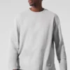 Camiseta de manga larga Double Take con cuello redondo - Gris jaspeado deportivo
