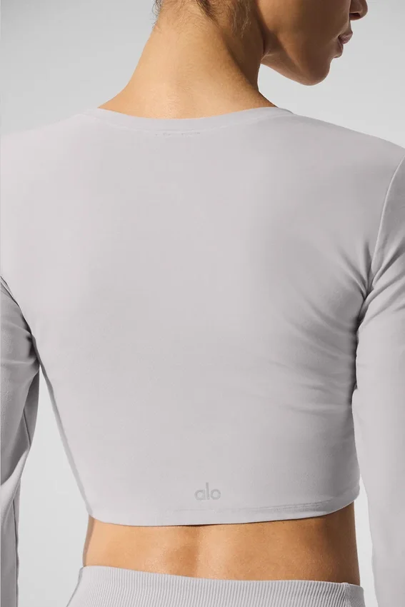 Camiseta de manga larga «Finesse» de Alosoft lavada - Gris cielo lavado