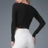 Camiseta de manga larga fruncida - Negro