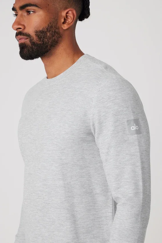 Camiseta de manga larga «Micro Waffle Fast Break» - Gris jaspeado deportivo