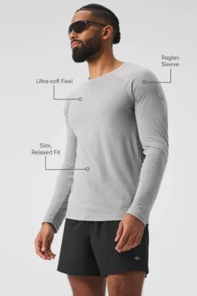 Camiseta de manga larga Triumph – Gris jaspeado deportivo