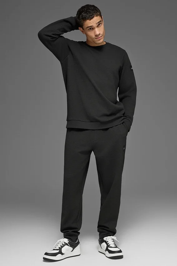 Pantalón de chándal de punto de panal para estar por casa - Negro