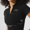 Camiseta de pantalones cortos de manga corta, sin costuras, cálida y mullida para el invierno — Negro