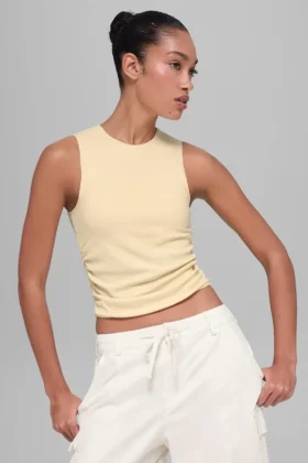 Camiseta de tirantes acanalada «En Pointe» - Amarillo candlelight