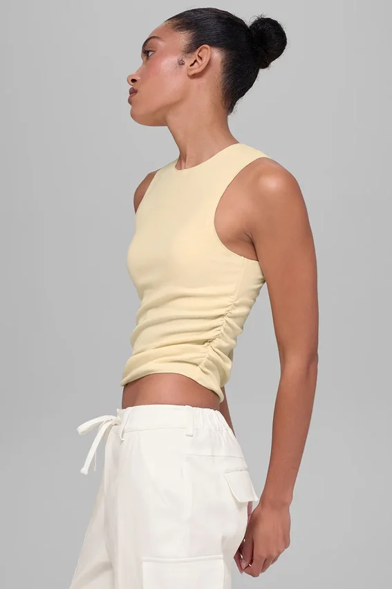 Camiseta de tirantes acanalada «En Pointe» - Amarillo candlelight