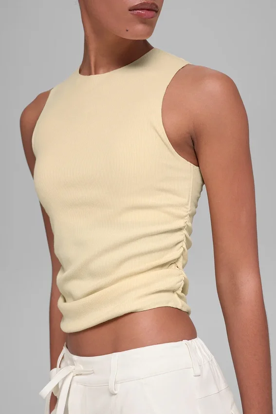 Camiseta de tirantes acanalada «En Pointe» - Amarillo candlelight