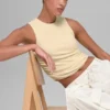 Camiseta de tirantes acanalada «En Pointe» - Amarillo candlelight