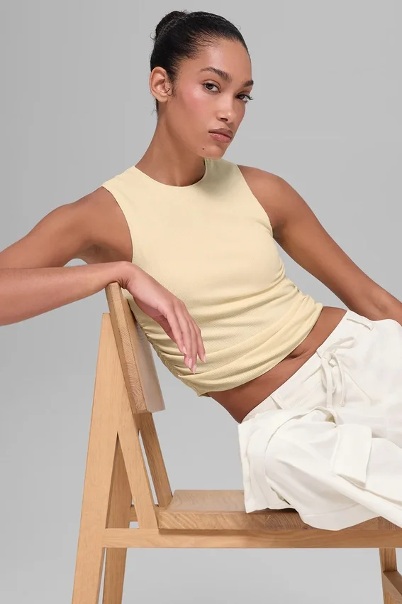 Camiseta de tirantes acanalada «En Pointe» - Amarillo candlelight