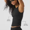 Camiseta de tirantes acanalada «En Pointe» - Negro