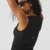 Camiseta de tirantes acanalada «En Pointe» - Negro