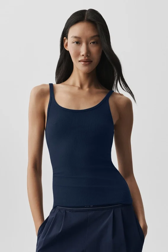 Camiseta de tirantes Adore de canalé - Azul marino