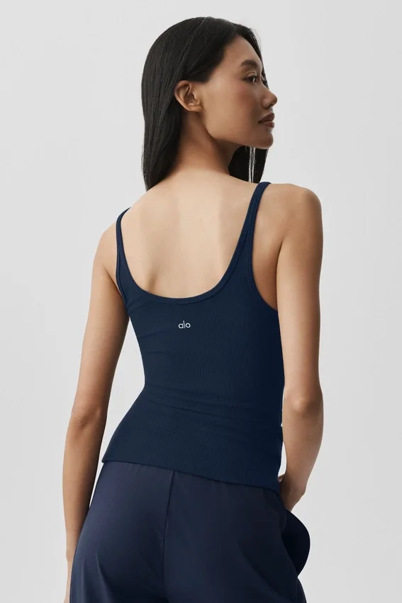 Camiseta de tirantes Adore de canalé - Azul marino