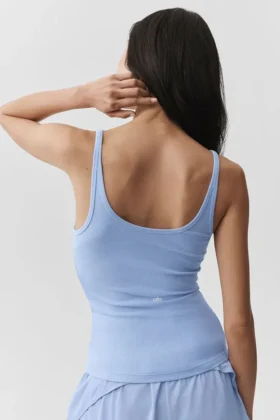 Camiseta de tirantes Adore de canalé – Azul Provenza claro
