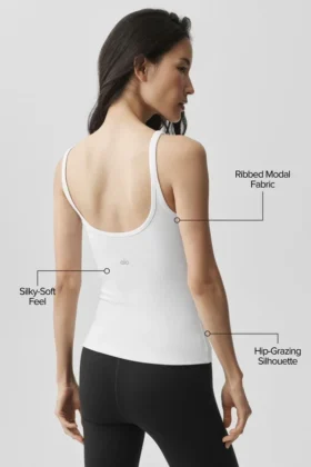 Camiseta de tirantes Adore de punto acanalado – Blanco