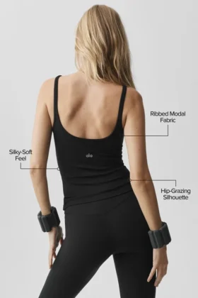 Camiseta de tirantes Adore de punto elástico – Negro