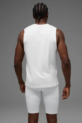 Camiseta de tirantes Alo Vapor Muscle – Blanco