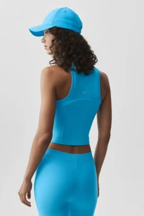 Camiseta de tirantes Alosoft Level Up con cremallera completa – Azul celeste