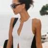Camiseta de tirantes con cremallera completa Alosoft Level Up - Blanca