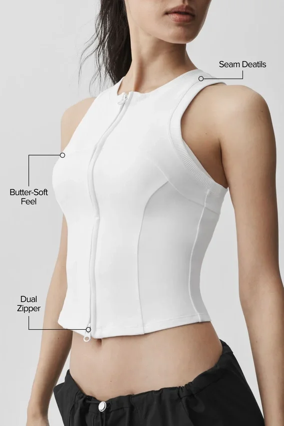 Camiseta de tirantes con cremallera completa Alosoft Level Up - Blanca