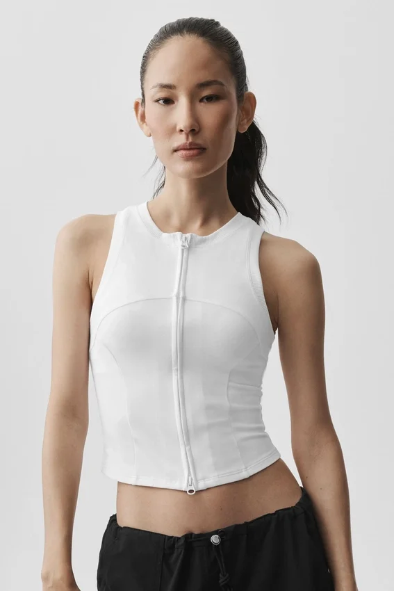 Camiseta de tirantes con cremallera completa Alosoft Level Up - Blanca