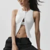 Camiseta de tirantes con cremallera completa Alosoft Level Up - Blanca
