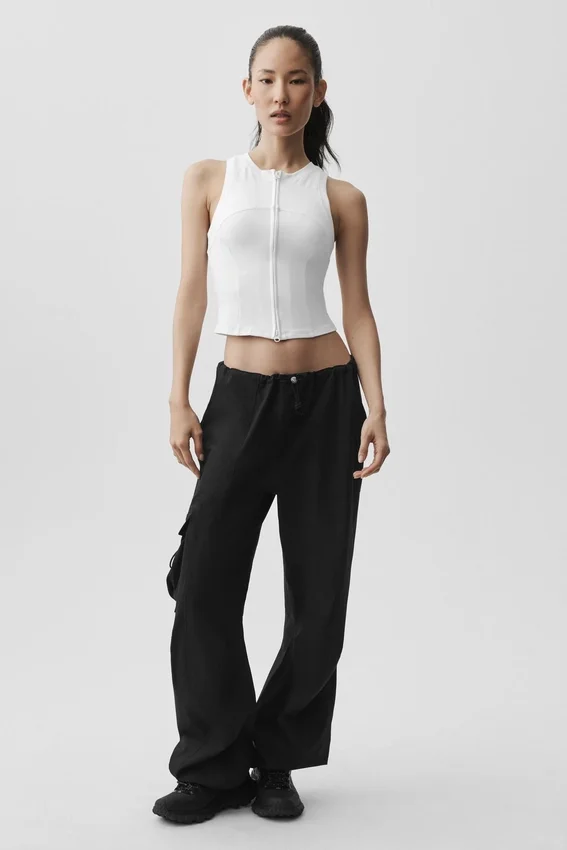 Camiseta de tirantes con cremallera completa Alosoft Level Up - Blanca