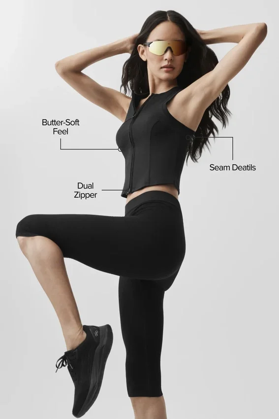 Camiseta de tirantes con cremallera completa Alosoft Level Up - Negro
