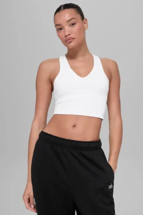 Camiseta de tirantes con Real Bra integrado «Airbrush» – Blanco