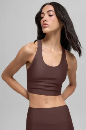 Camiseta de tirantes con sujetador Airlift Super Sleek – Marrón piedra
