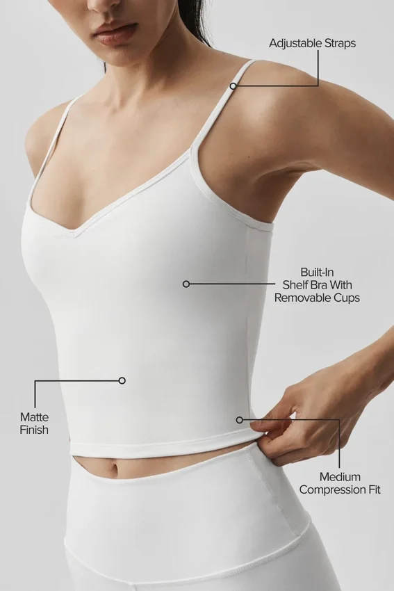 Camiseta de tirantes con sujetador integrado Airbrush Refined - Blanca