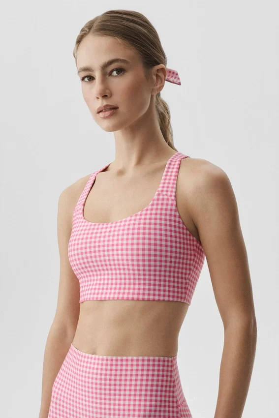 Camiseta de tirantes con sujetador integrado Airlift de cuadros vichy - Cuadros vichy rosa paraíso