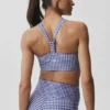 Camiseta de tirantes con sujetador integrado Airlift Gingham Sleek - Cuadros vichy azul marino